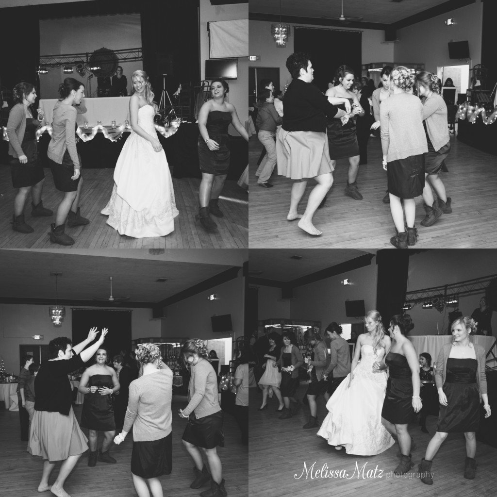 Bridesmaids dancing the wobble