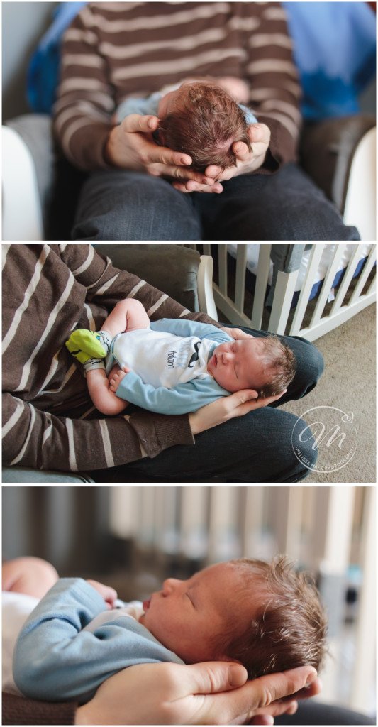 Newborn baby boy with daddy in nursey