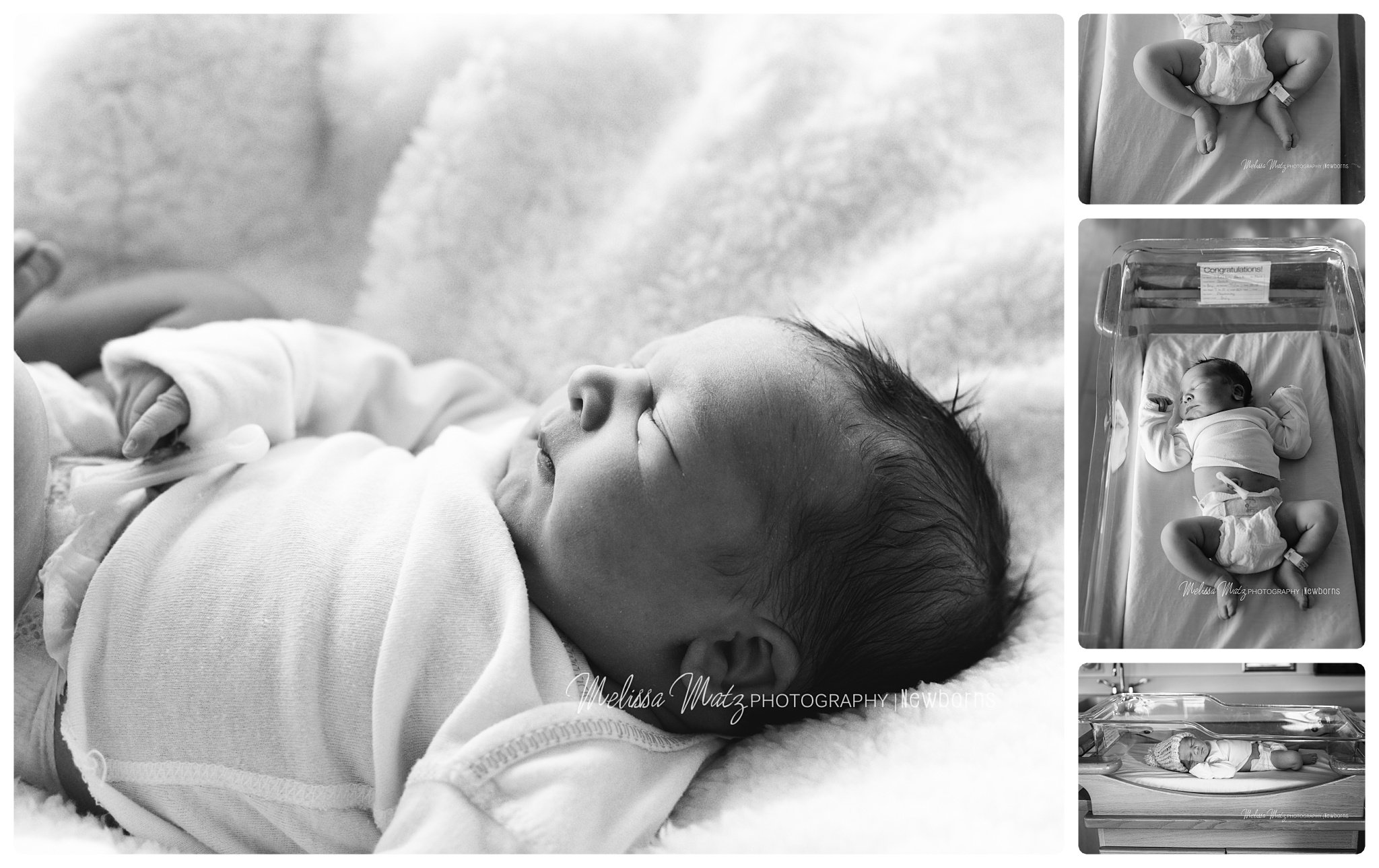 newborn baby boy collage from hospital session