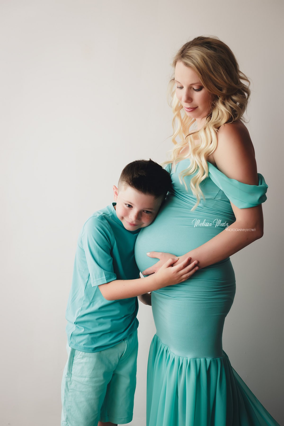 mom-and-son-tiffany-blue-dress-macomb-county-maternity-photographer