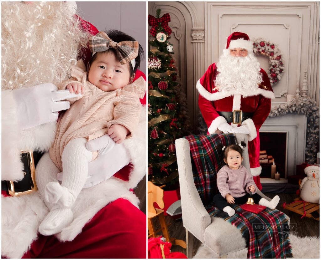 Santa visit photos done at macomb mi photography studio when baby