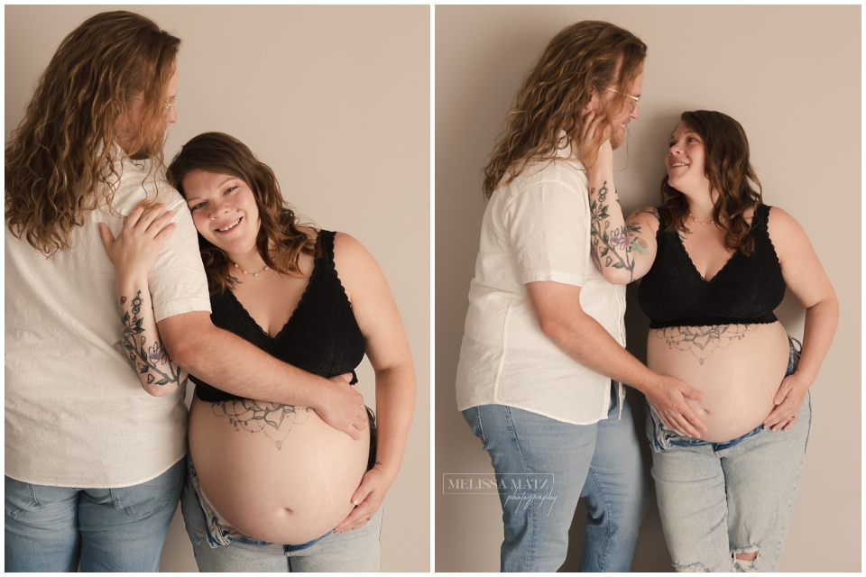 expecting parents to be during their maternity session in shelby township mi