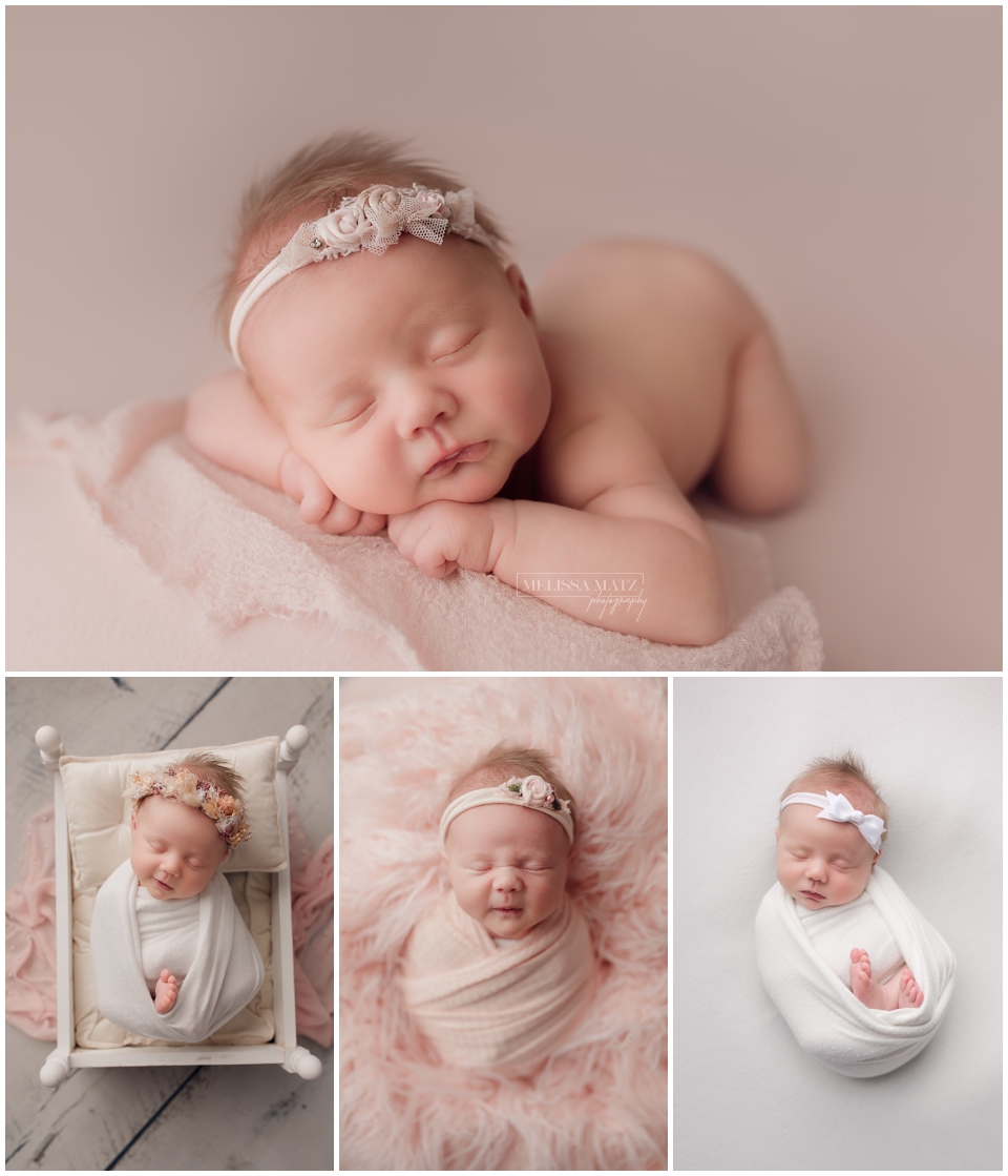 newborn baby girl collage studio photos