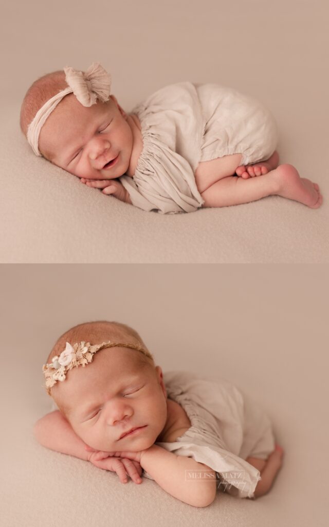 Newborn photo session using soft studio lighting for natural skin tones